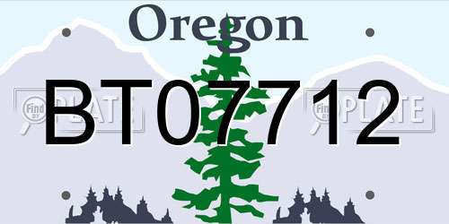 BT07712 Oregon License Plate