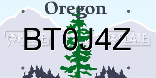 BT0J4Z Oregon License Plate