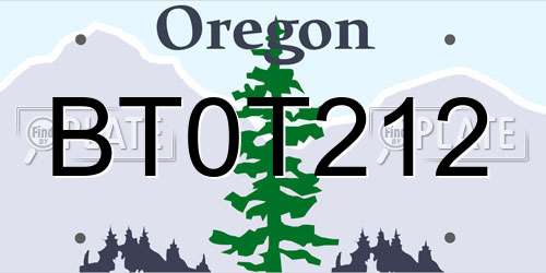 BT0T212 Oregon License Plate
