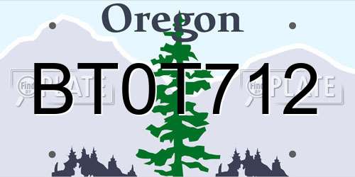BT0T712 Oregon License Plate