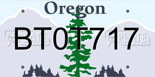 BT0T717 Oregon License Plate