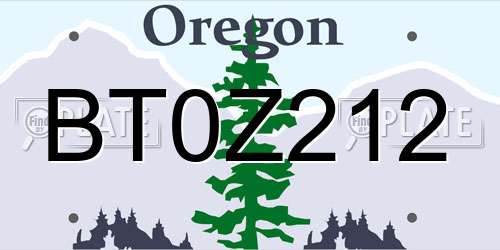 BT0Z212 Oregon License Plate