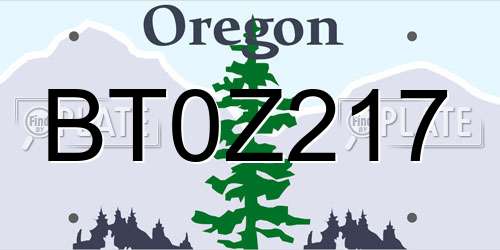 BT0Z217 Oregon License Plate