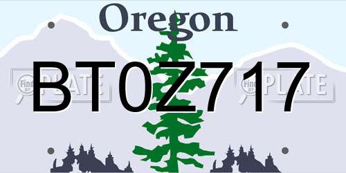 BT0Z717 Oregon License Plate