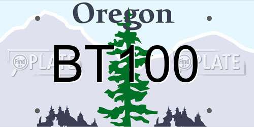 BT100 Oregon License Plate