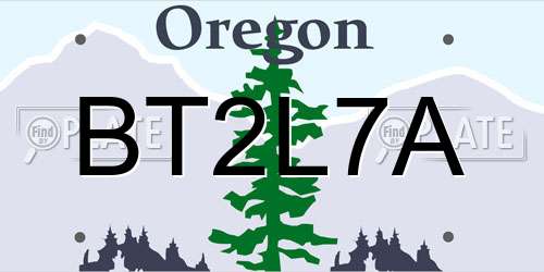 BT2L7A Oregon License Plate