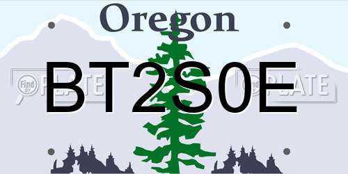BT2S0E Oregon License Plate