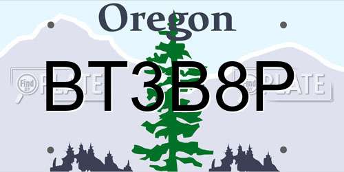 BT3B8P Oregon License Plate