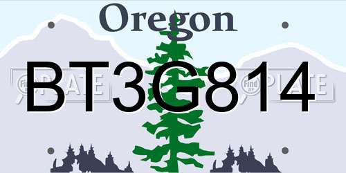 BT3G814 Oregon License Plate