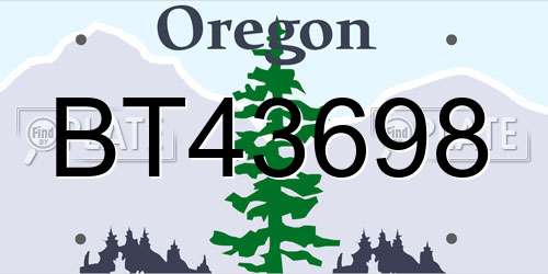 BT43698 Oregon License Plate