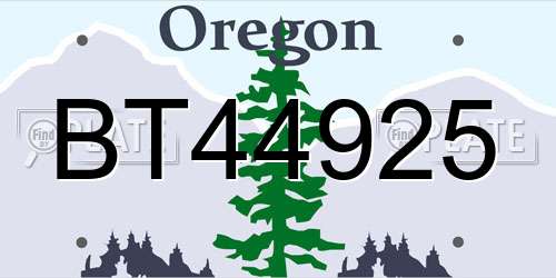 BT44925 Oregon License Plate