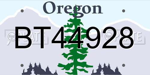 BT44928 Oregon License Plate