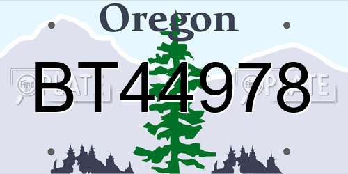 BT44978 Oregon License Plate