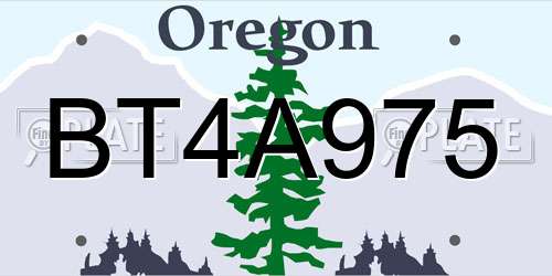 BT4A975 Oregon License Plate