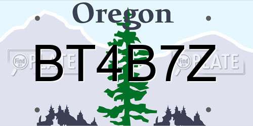 BT4B7Z Oregon License Plate