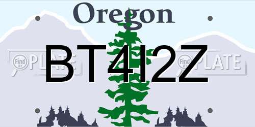 BT4I2Z Oregon License Plate