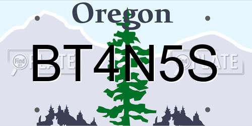 BT4N5S Oregon License Plate