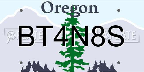 BT4N8S Oregon License Plate