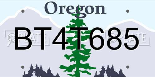BT4T685 Oregon License Plate