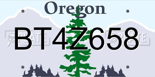 BT4Z658 Oregon License Plate