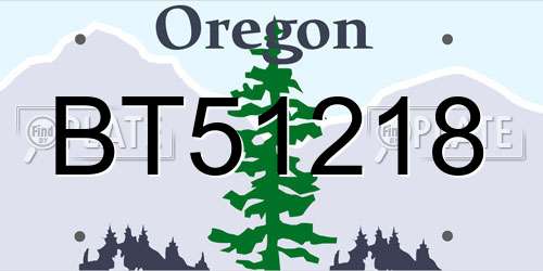BT51218 Oregon License Plate