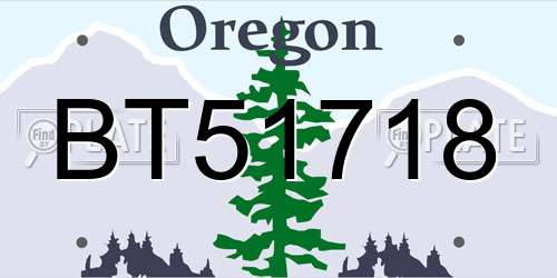 BT51718 Oregon License Plate