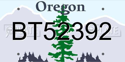 BT52392 Oregon License Plate