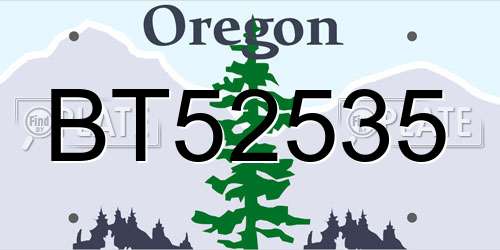 BT52535 Oregon License Plate