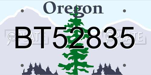 BT52835 Oregon License Plate