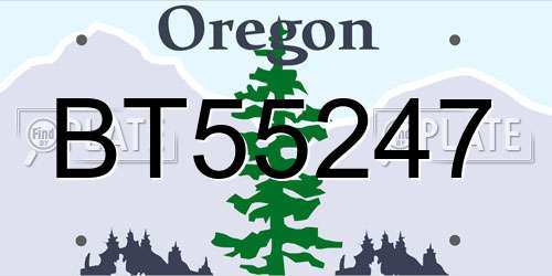 BT55247 Oregon License Plate