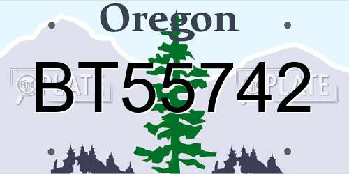BT55742 Oregon License Plate