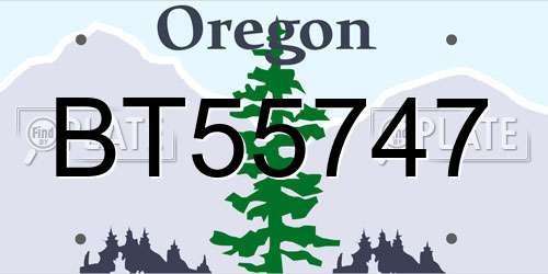 BT55747 Oregon License Plate