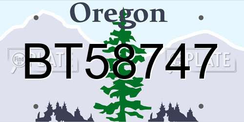BT58747 Oregon License Plate