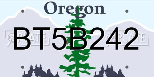 BT5B242 Oregon License Plate