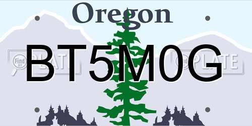 BT5M0G Oregon License Plate