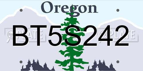 BT5S242 Oregon License Plate