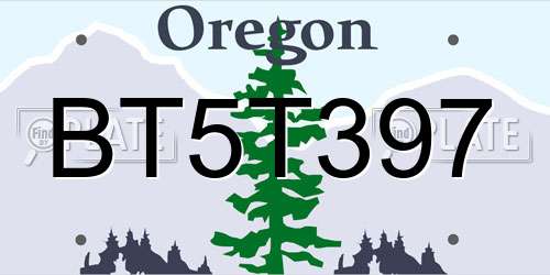 BT5T397 Oregon License Plate