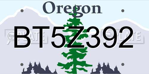 BT5Z392 Oregon License Plate