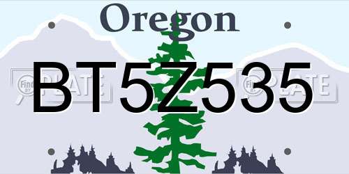 BT5Z535 Oregon License Plate