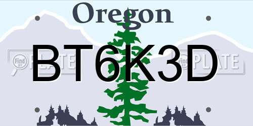 BT6K3D Oregon License Plate
