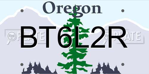 BT6L2R Oregon License Plate