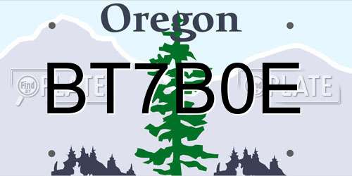 BT7B0E Oregon License Plate