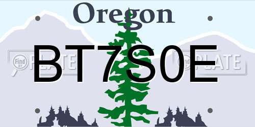 BT7S0E Oregon License Plate