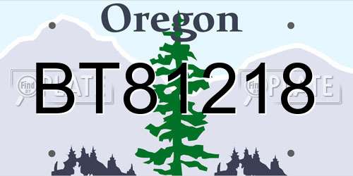 BT81218 Oregon License Plate