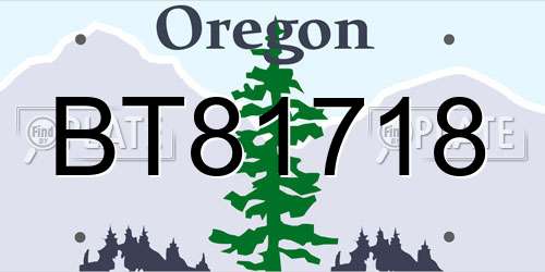 BT81718 Oregon License Plate