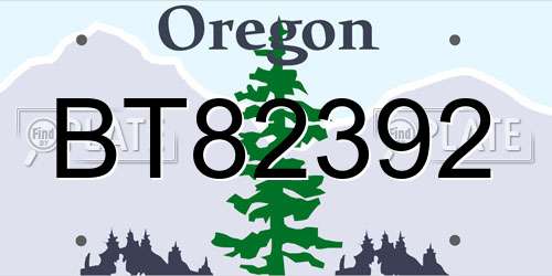 BT82392 Oregon License Plate