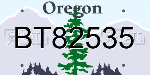 BT82535 Oregon License Plate
