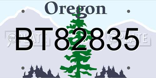 BT82835 Oregon License Plate
