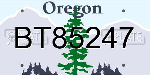 BT85247 Oregon License Plate