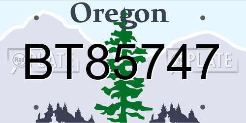 BT85747 Oregon License Plate
